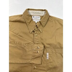 Columbia Rugged Gorpcore Mens XXL Long Sleeve Button Down Shirt Top Tan Outdoor
